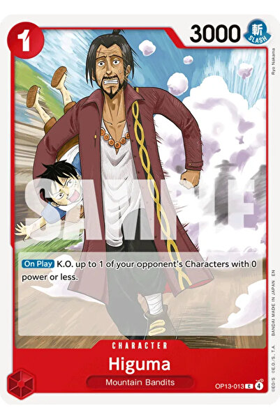 Bandai TCG One Piece Higuma Op13-013 Licensed Game Card (En)