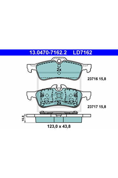 Ate Σετ τακάκια φρένων, δισκόφρενο 13.0470-7162.2