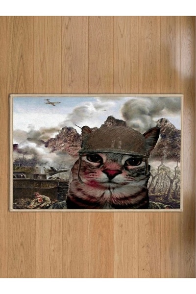 Atherz Soldier Cat Door Mat High Quality Non-Slip Sole Digital Print