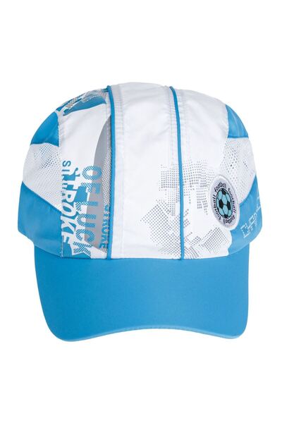 OEM White Ciel Cap with Mesh & White "Football" Sticker for Kids