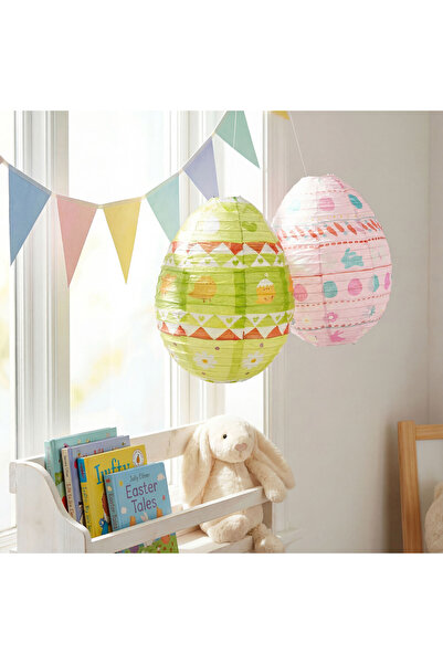 OEM Easter decoration - paper lamp - egg - green, pink - Ø30 cm