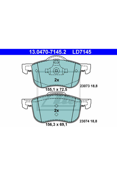 Ate Σετ τακάκια φρένων, δισκόφρενο 13.0470-7145.2 Volvo S60 I/S80 I/V70 Ii