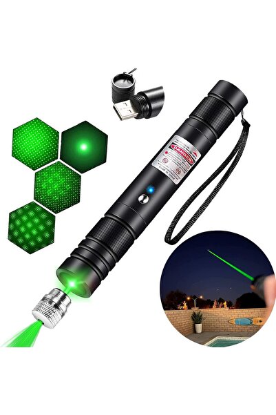 ozbience Yeşil USB Şarjlı Laser Kalem, Güçlü Işın ve Uzun Menzil