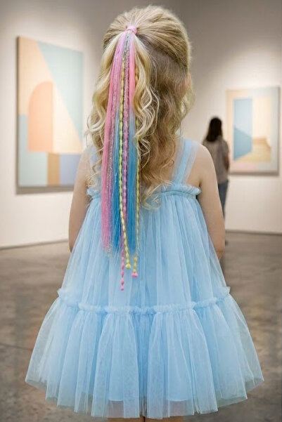 CAŞ DEKORASYON مشبك مطاطي للشعر باللونين الوردي والأزرق