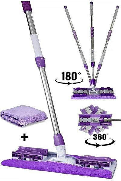 bahe home Mikrofiber Mandallı Mop Seti Teleskopik Saplı Yedek Bezli Pratik Da...