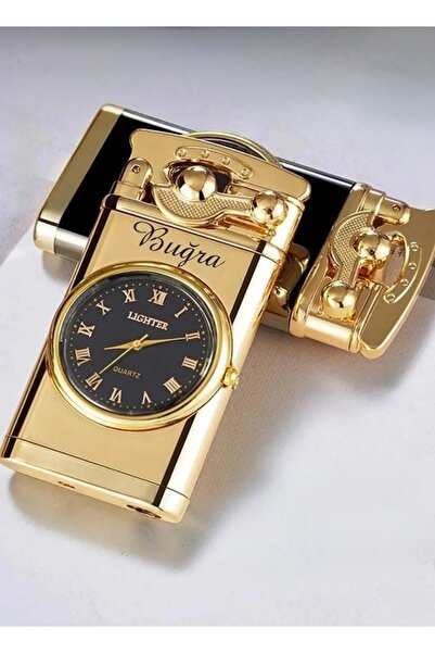 firelux lighter Kişiye Özel İsimli Saatli Jet Alev Rüzgar Geçirmez Çakmak