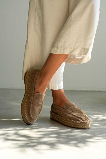 MOLY ESPADRİLLE Moly Espadril Kadın Mercan Bej Siyah Kırmızı Hakiki Süet Günl...