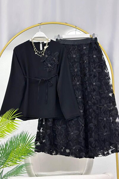 VOLT CLOTHİNG Skirt Tulle Floral Double Set