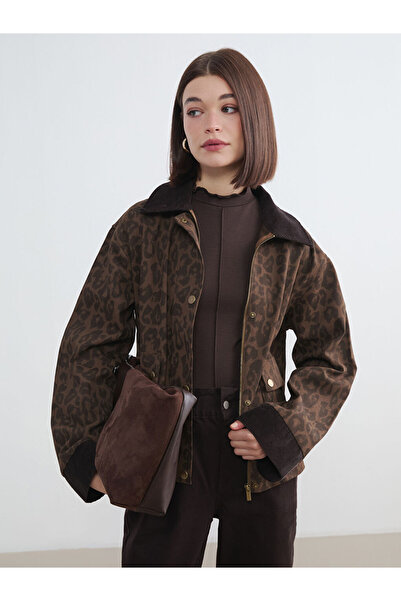 LC Waikiki Timeless Clothing & Zamansız Seçimler Kadife Roba Yaka Leopar İşle...