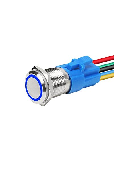 SimpluAcasa Buton Push 16mm cu Revenire ElectroAZ, LED Albastru 12–24V, 5 pin...