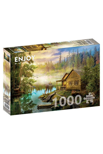 Enjoy Puzzle Puzzle 1000 de piese Bucură-te de o cabană din bușteni pe râu