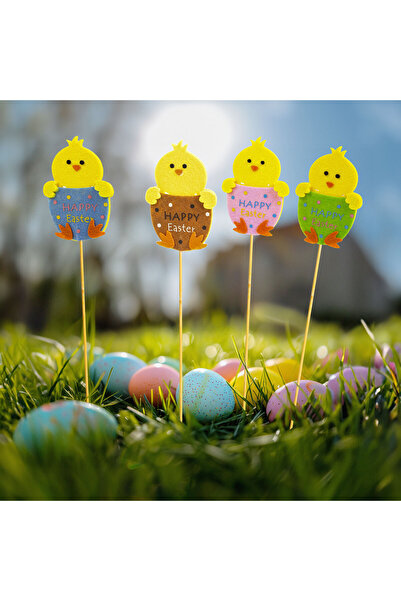 OEM Decor de Paște - pui - 4 modele - 6 x 9 cm - înfigibil