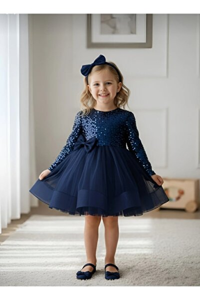 BEGONYA BEBECE KIDS Long Sleeve Sequined Velvet Buckled Gten Skirt Wedding In...