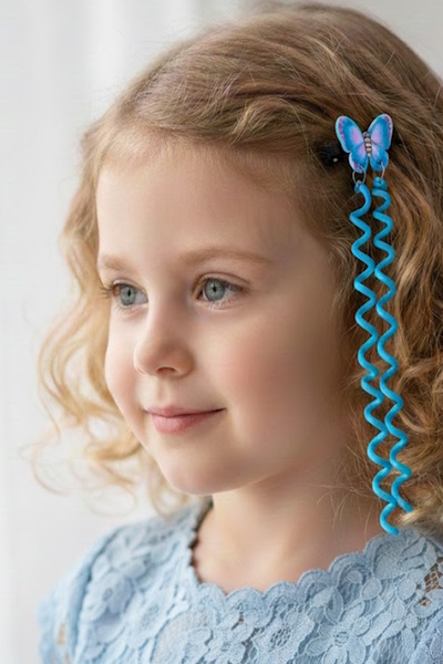 CAŞ DEKORASYON مجموعة من قطعتين من مشابك الأطفال الجانبية على شكل فراشة باللو...