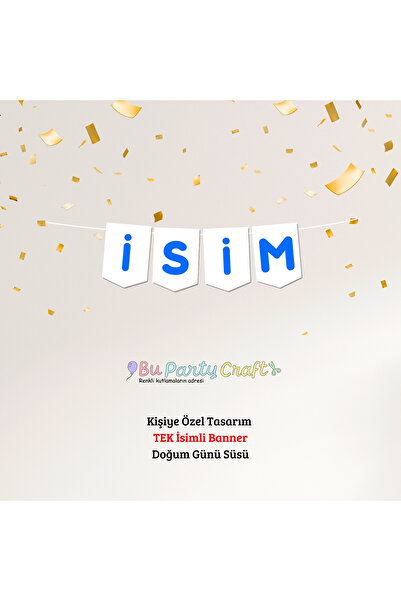 BuParty Craft Kişiye Özel - TEK İSİM Yazılı Banner - Asılabilir Doğum Günü Süsü