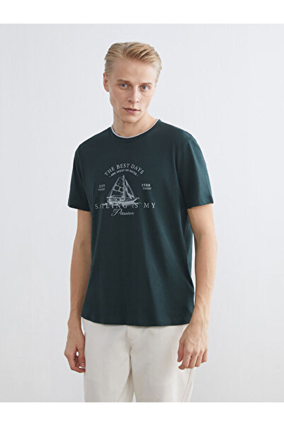 LC Waikiki RMZ GİYİM FARKIYA تي شيرت رجالي مطبوع بياقة روبا