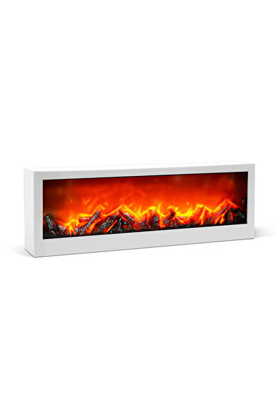 Alista Home Τζάκι LED με εφέ φλόγας, Λευκό, Λειτουργεί με μπαταρία ή USB, 60 ...