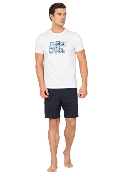 Pierre Cardin Men's Short Sleeve Crew Neck Combed Cotton Shorts Pajama Set