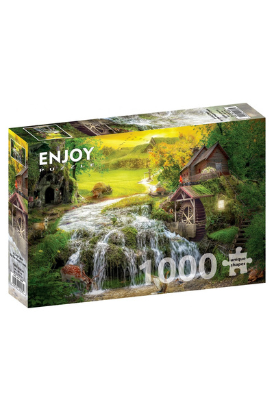 Enjoy Puzzle Puzzle 1000 de piese Bucură-te de o cabană din bușteni lângă pâr...