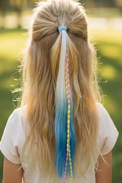 CAŞ DEKORASYON Elastic de păr de culoare albă și albastră