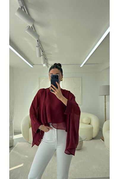LUUNA STORE Eli̇se Peleri̇n Chiffon Blouse - Bordo