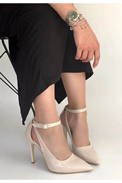 ALFA AKSESUAR 03 Wenni Beige Patent Leather Stiletto Shoes