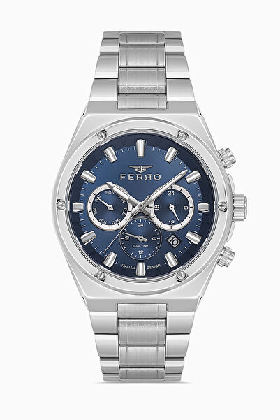 FERRO Silver Steel Cord Men's Wristwatch Fm11776A-A3 All Functions Active 3 A...