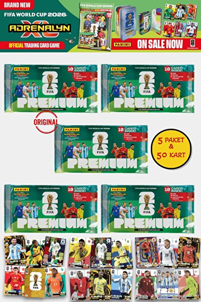 TOYFEST Dünya Kupası FIFA 2026 Panini Adrenalyn XL Premium Trading Kart 5 Pak...