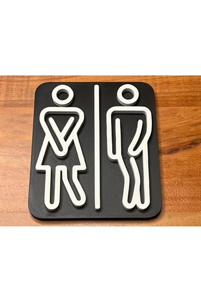 Katman Dekor3D 3D Kabartmalı Komik WC Kapı Tabelası – Kadın Erkek Tuvalet İşa...