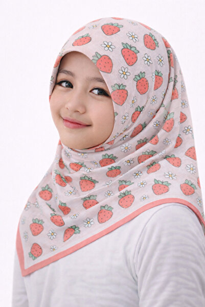synshop Strawberry Flower Young Girl Child Women Cotton Piece Scarf Headscarf...