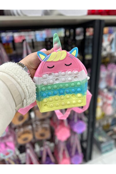 BC Kız Çocuklar İçin Tek Boynuzlu At Şeklinde Stres Giderici Oyuncak Sırt Çan...