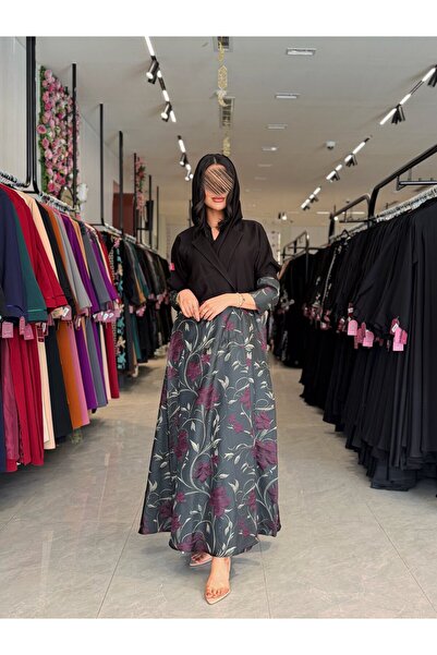 dar laha abaya Abaya D 904 - Linen Fabric with Jacquard Design of Branches an...