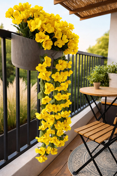 LUZAB Plastik Balkon Saksıda Taş Yosunlu Begonvil Çiçek Menekşe Sarmaşık Çiçe...