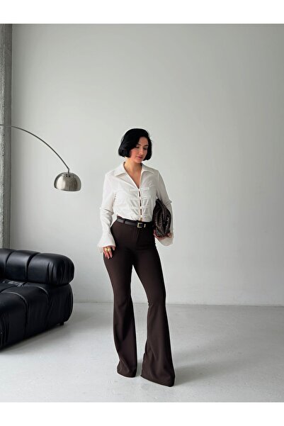 MY LİKA Spanish Leg Belted Trousers
