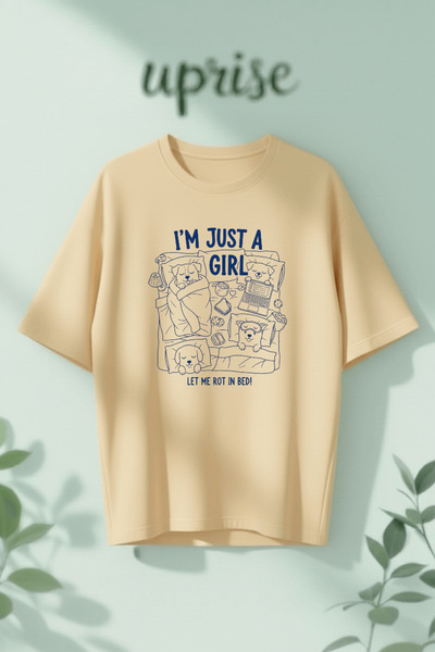 Vordevia Είμαι απλά μια κοπέλα με τύπωμα Βαμβάκι lu oversized Μπλουζάκι