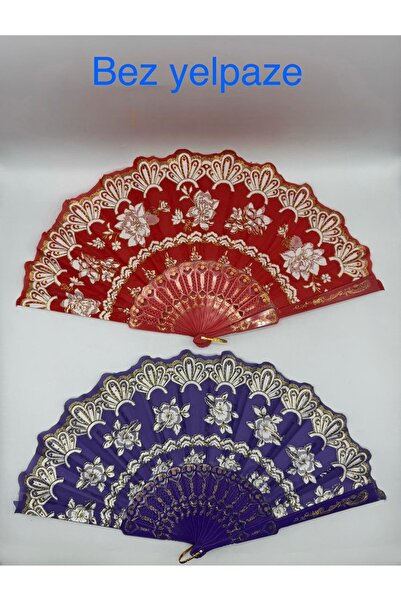 Uygun Zarif Çiçek Desenli Dantel Detaylı Kumaş Yelpaze- gelin yelpazesi - hed...