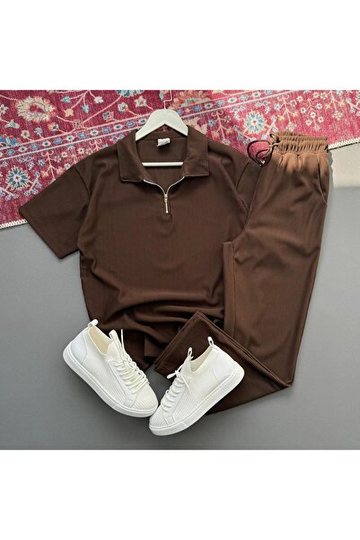 KONSEPT35 طقم علوي وسفلي من قماش عثماني للرجال مزود بسحّاب