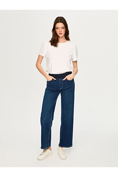 Faik Sönmez Wide Leg Fit Beli Lastikli Rahat Jean Pantolon S26JPN016