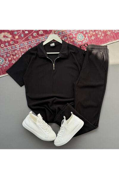 KONSEPT35 Men's Ottoman Fabric Zippered Top and Bottom Set