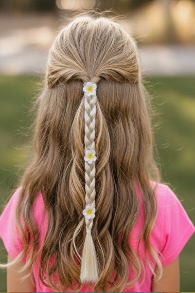 CAŞ DEKORASYON Elastic de păr cu flori de culoare galbenă