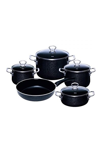 Riess Black Magic Czarny Zestaw 4 Garnków Ceramicznych Z Pokrywkami I Patelnią