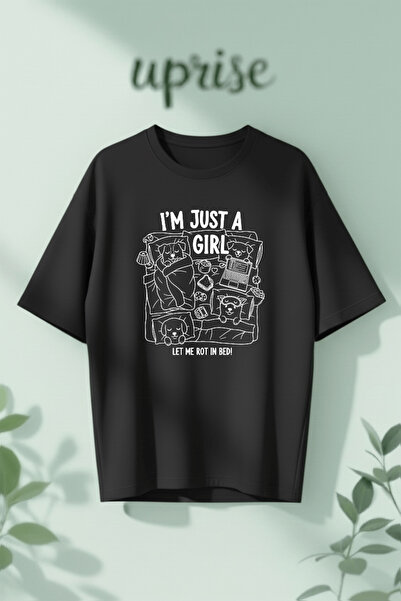 Vordevia I'M Just a Girl Printed Cotton Lu Oversized T-Shirt