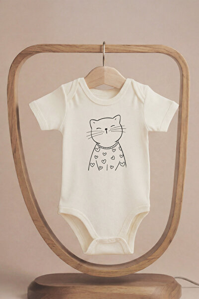 LilJoy Organic 100% Cotton Pack Cute Cat Printed Short Sleeve Snap Fastener B...