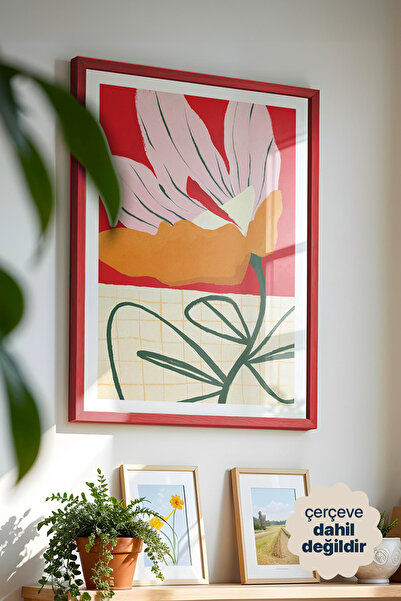 Persona Istanbul "Abstract Bloom" - Modern Maksimalist Botanik Poster (Çerçev...
