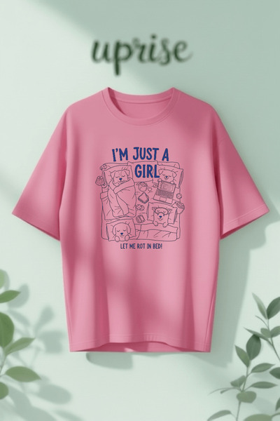 Vordevia Είμαι απλά μια κοπέλα με τύπωμα Βαμβάκι lu oversized Μπλουζάκι