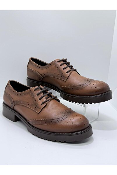Gloria Hakiki Deri Kadın Klasik Oxford Ayakkabı Kalın Taban Günlük