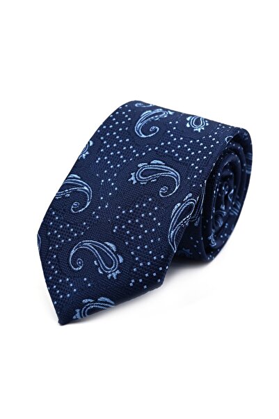 Sade Kravat شال منقط باللون الأزرق الداكن منقوش ربطة عنق 33270 أزرق داكن