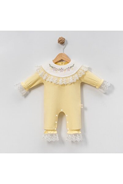 STRAWBABY Baby Girl 3-6-9-12 Months Floral Embroidered Baby Girl Jumpsuit