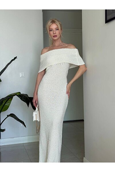 ALVOR Women's Boat Neck Off-Shoulder Midi Dress