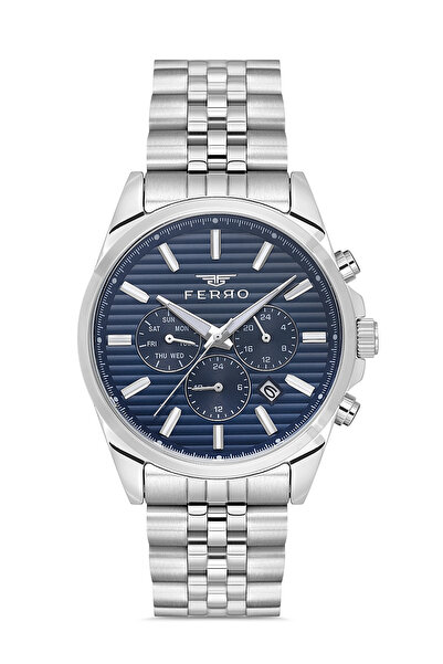 FERRO Silver Steel Cord Men's Wristwatch Fm11780A-A3 All Functions Active 3 A...